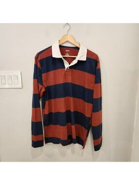 VTG Sonoma Rugby Shirt Men's L Red Black Colorblock Thick Preppy Y2k 2000s Faded